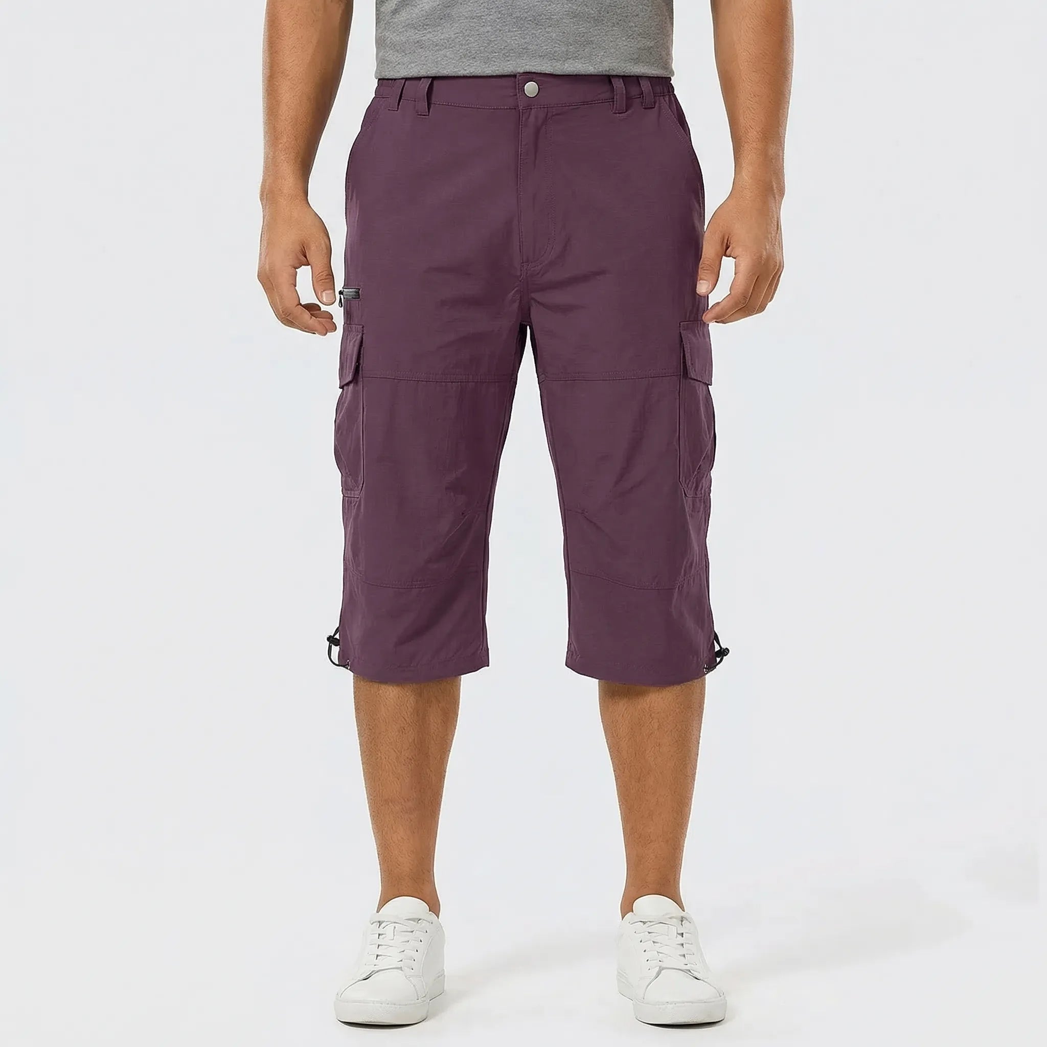 Herren Cargo-Wanderhose knielang schnelltrocknend für Outdoor-Aktivitäten
