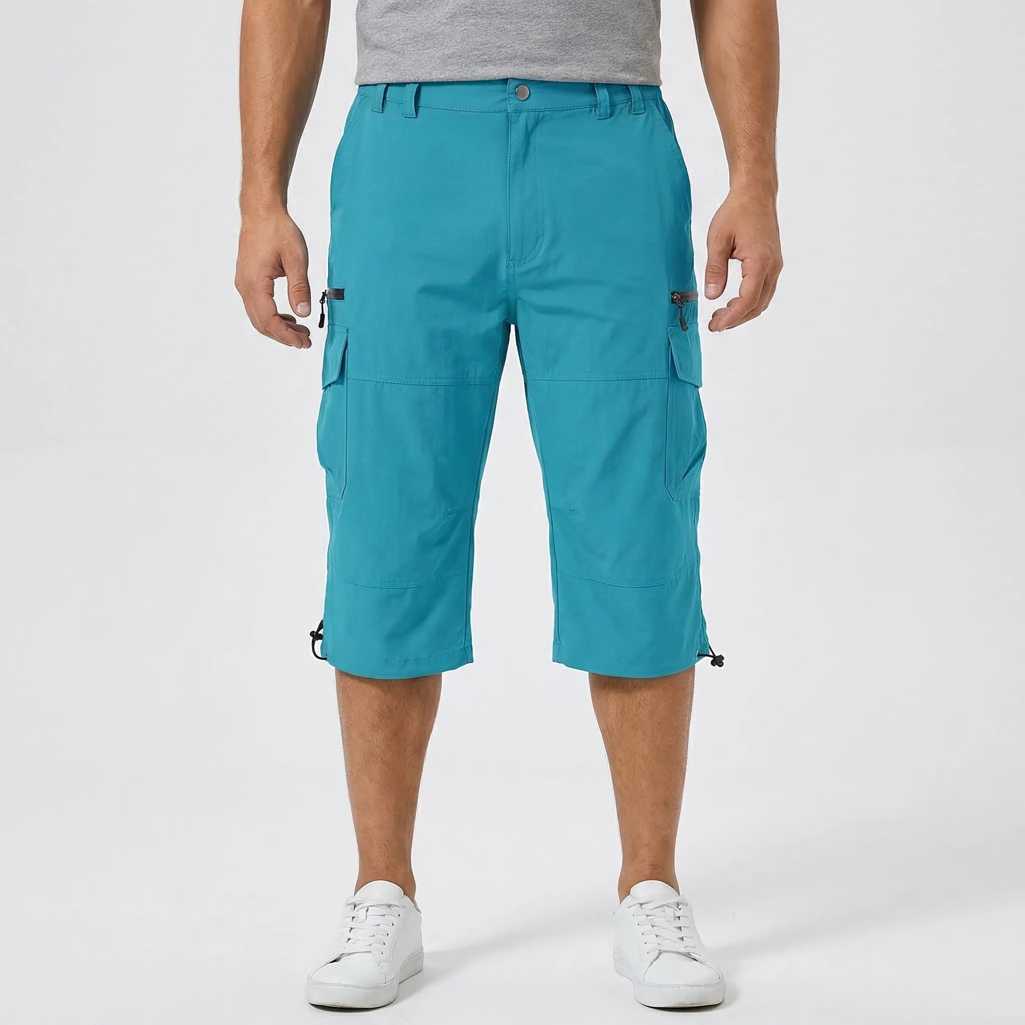 Herren Cargo-Wanderhose knielang schnelltrocknend für Outdoor-Aktivitäten