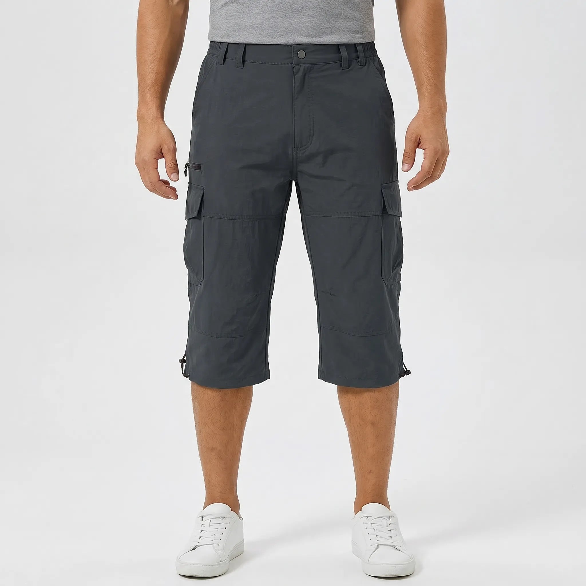Herren Cargo-Wanderhose knielang schnelltrocknend für Outdoor-Aktivitäten