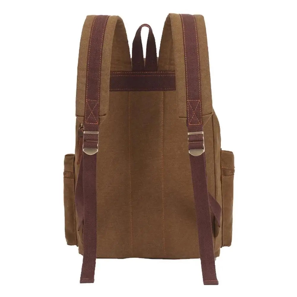 Vintage-Rucksack Canvas gewebt mit Kordelzug und Mehrtaschen
