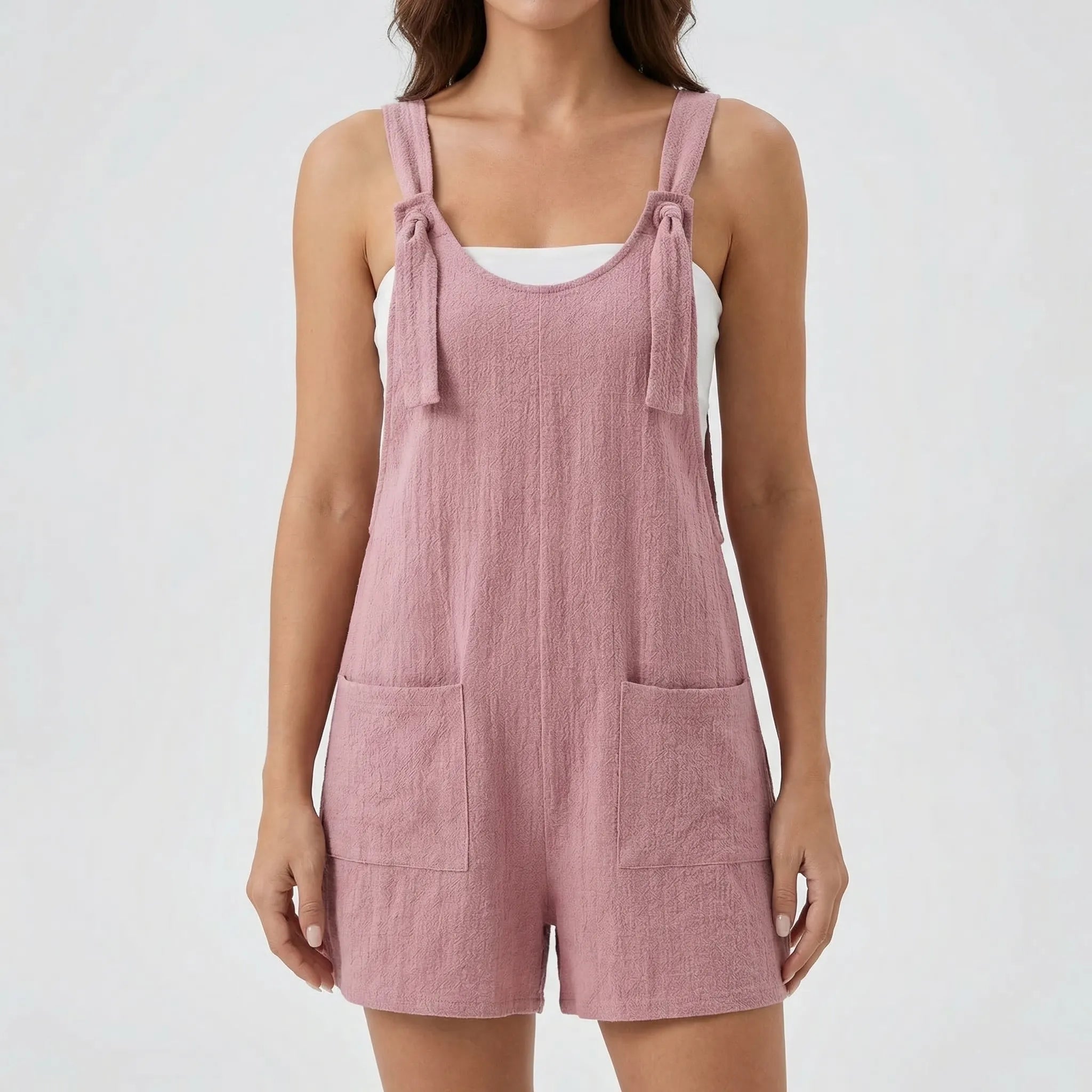 Weites-Bein-Jumpsuit Schnürdetail ärmellos Seitentaschen