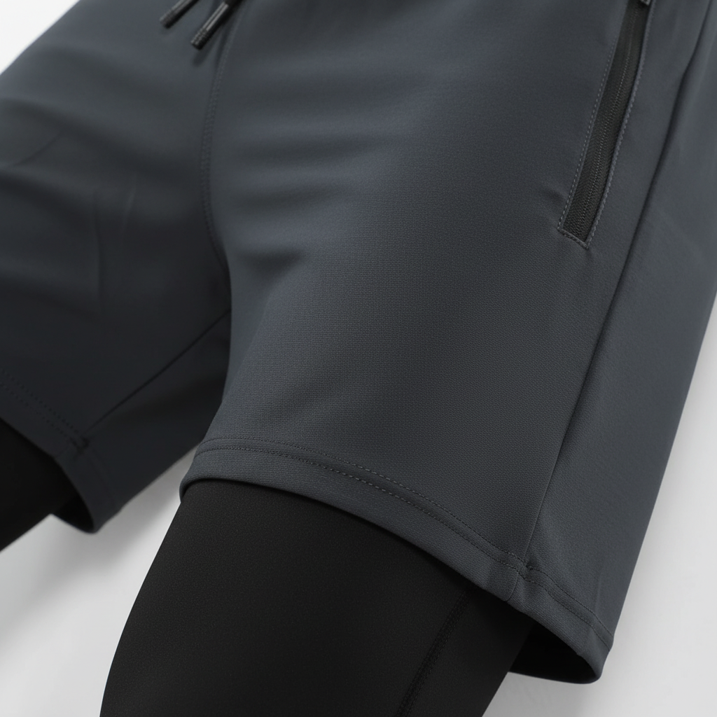 Herren Laufshorts Kompression integrierte Tights Reißverschlusstasche