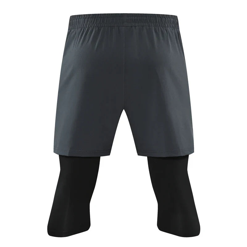 Herren Laufshorts Kompression integrierte Tights Reißverschlusstasche