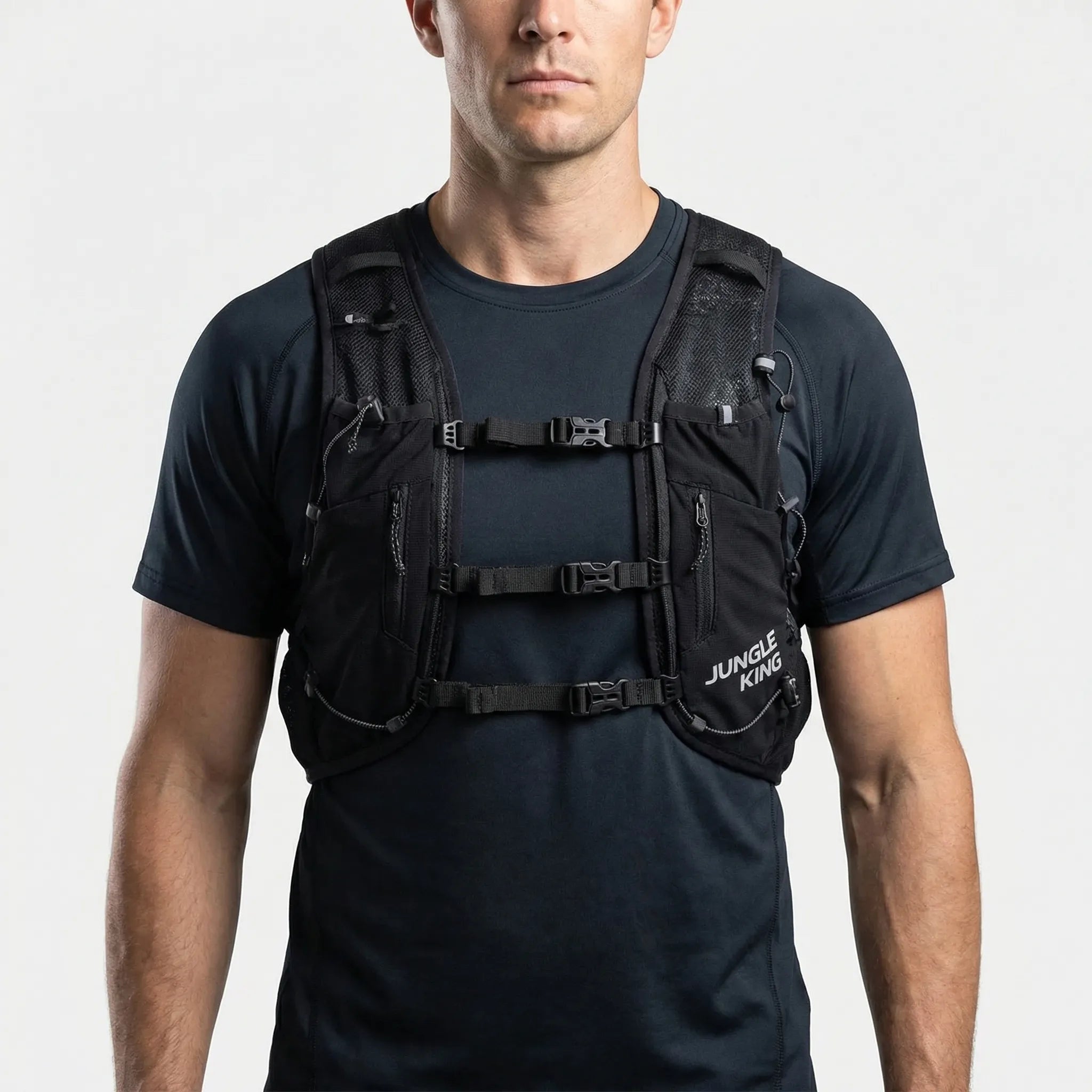 Trailrunning-Westerucksack 15L mit Frontentaschen und reflektierenden Streifen