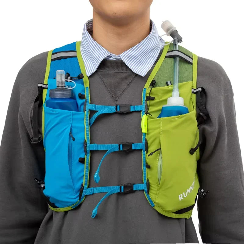 Trailrunning-Westerucksack 15L mit Frontentaschen und reflektierenden Streifen