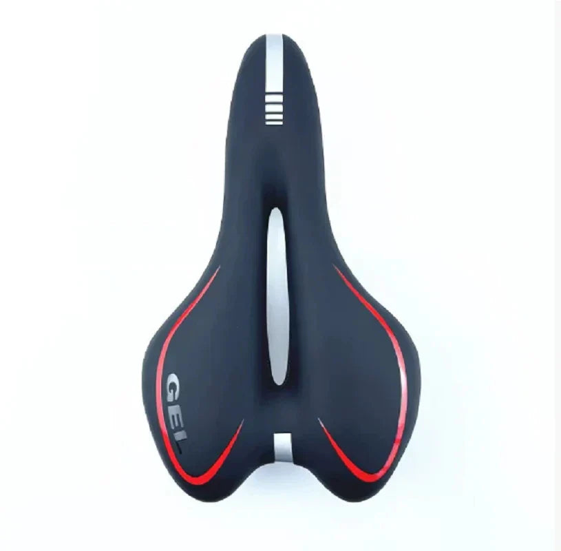 Ergonomischer Zeitfahrsattel mit zentralem Druckentlastungskanal und stoßabsorbierender Polsterung