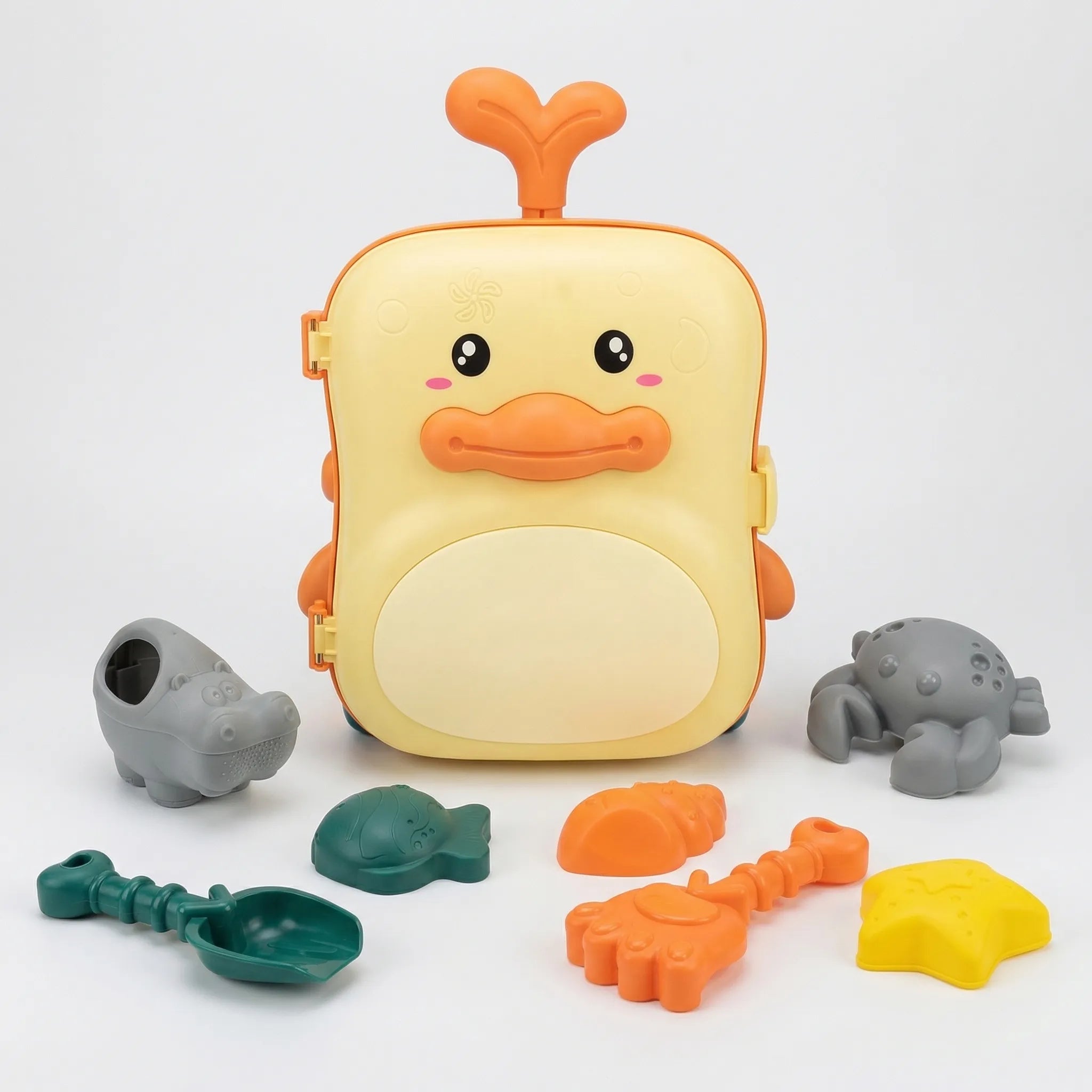 Kinder Strandspielzeug Set mit Rollkoffer, Sandförmchen, Gießkanne und Schaufeln
