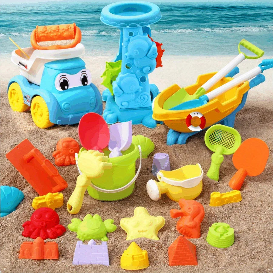 Kinder Strandspielzeug Set mit Lastwagen, Eimern und Sandformen