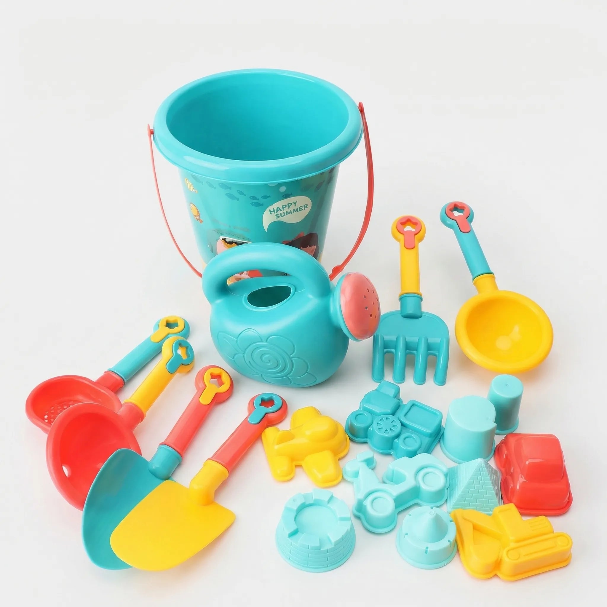 Kinder Strandspielzeug Set mit Eimer, Gießkanne und Sandförmchen