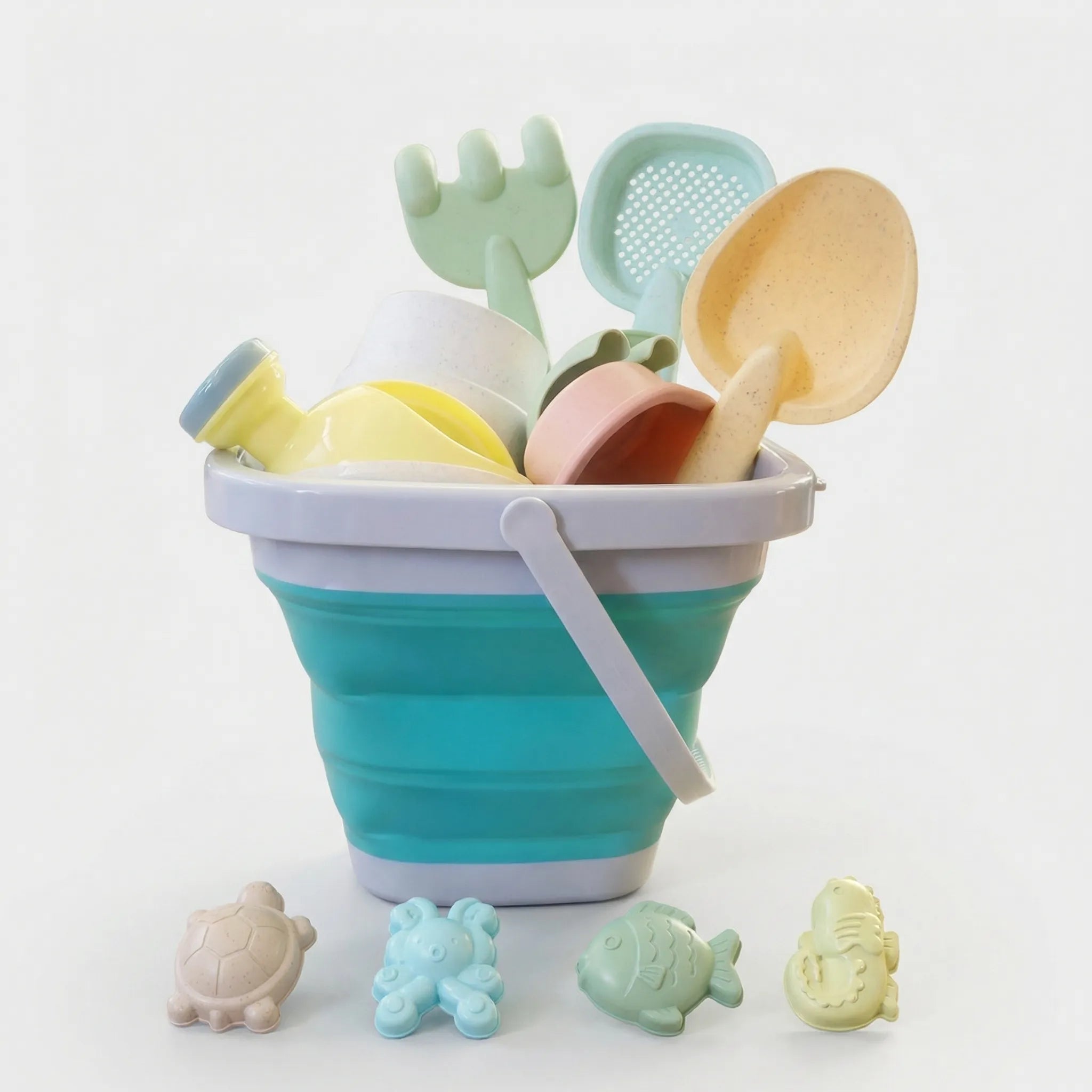 Sandspielzeug Set Kinder faltbarer Eimer Spaten Sieb Tierformen