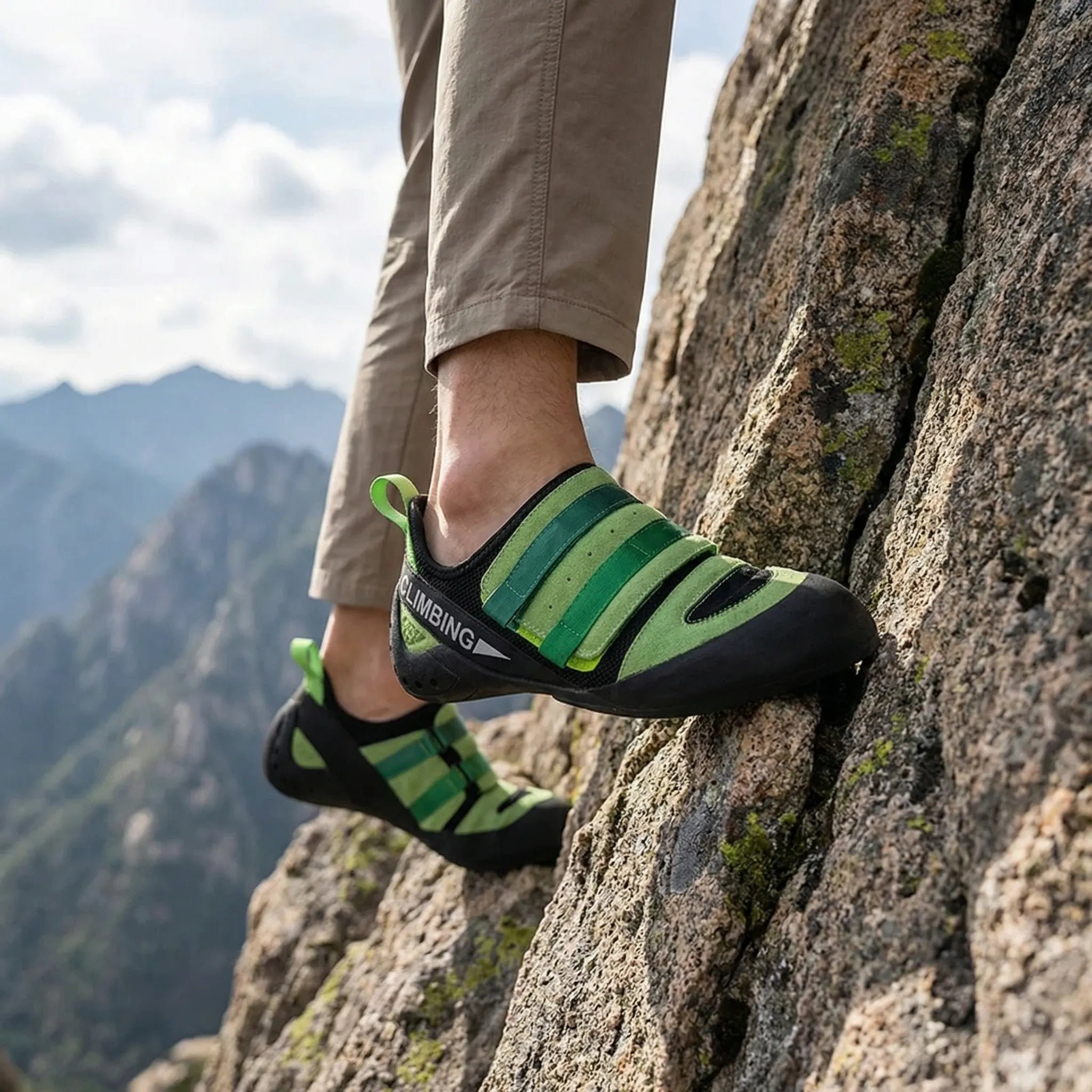 Anfänger-Kletterschuhe mit Klettverschluss und rutschfester Sohle