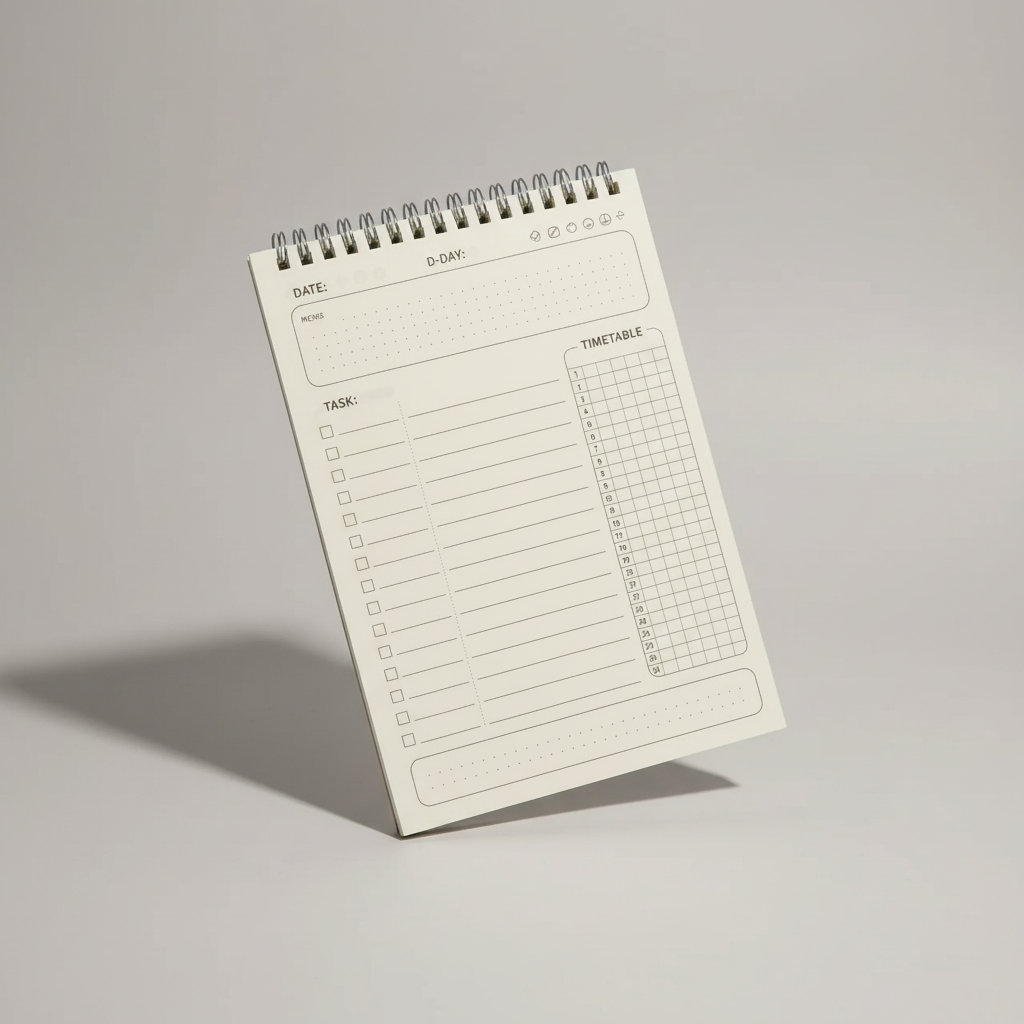 A5 Spiral-Tagesplaner mit stündlichem Zeitgitter und Checkliste