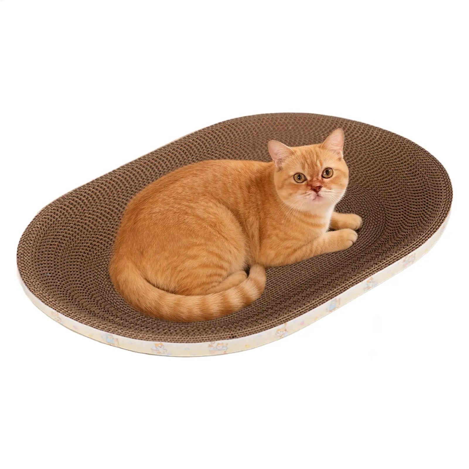 Ovales Katzenkratzbett aus Wellpappe für Krallenpflege und Ruheplatz