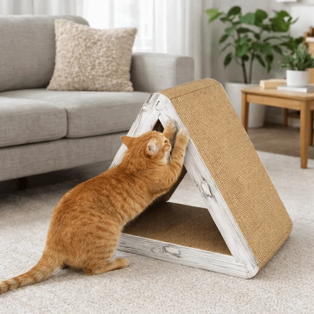 Dreieckiger faltbarer Kratzbaum für Katzen aus Wellpappe