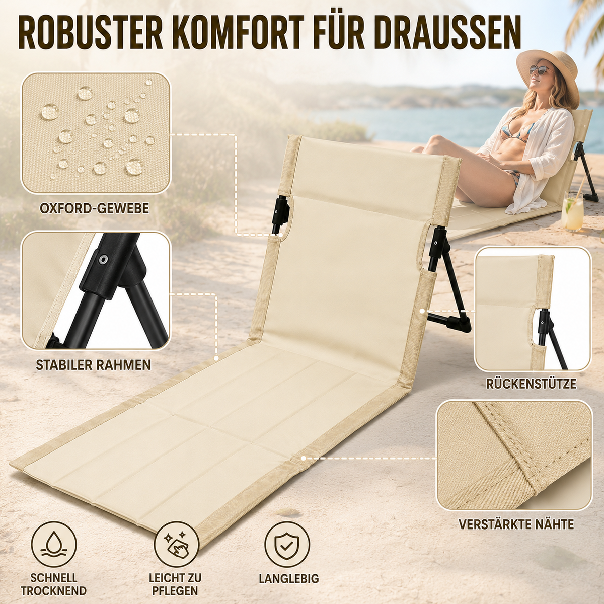 Nordspur | SeablissFold Faltbarer Bodenliegestuhl