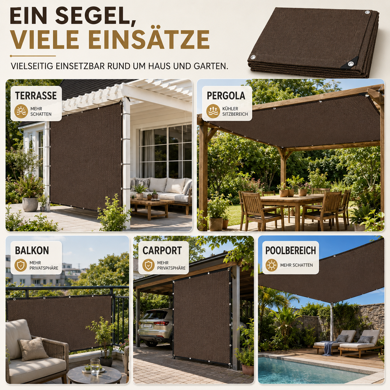 Nordspur | Shade2aura Rechteckiges Sonnensegel-Vordach