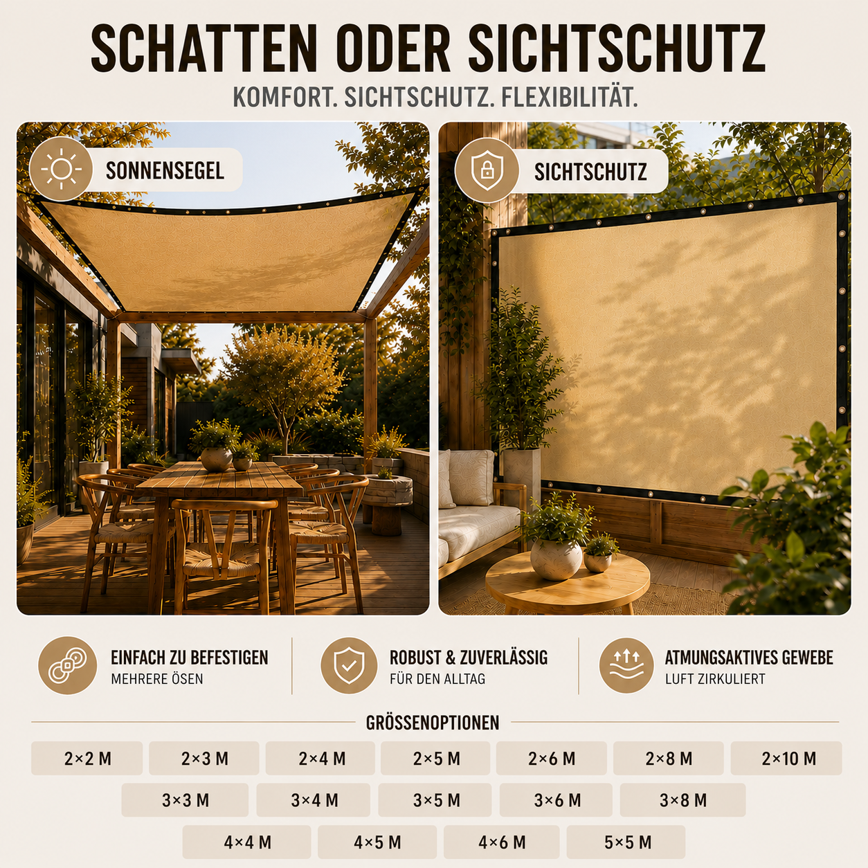 Nordspur | Shadeora Rechteckige Sonnenschutz-Markise