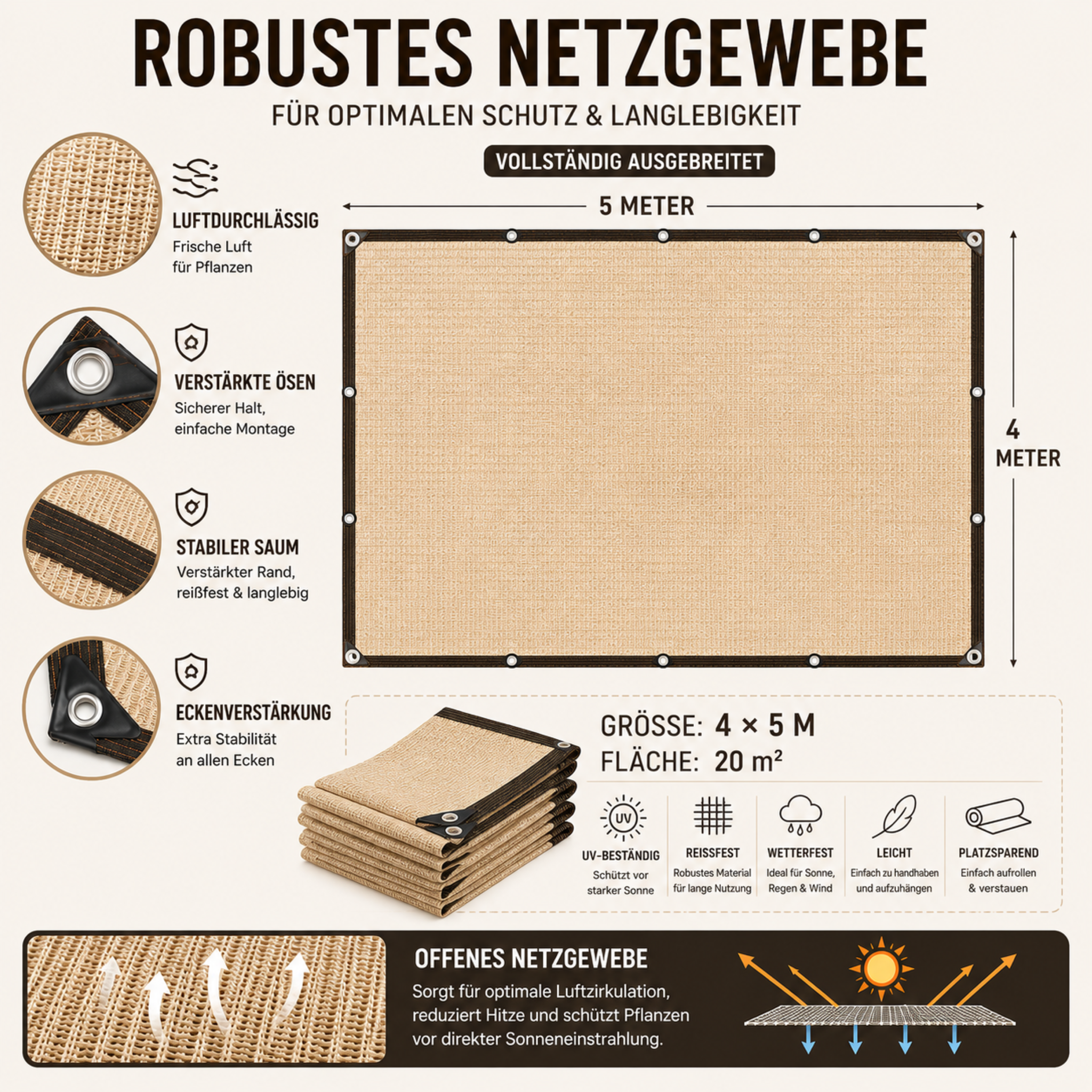 Nordspur | Shadevera Schweres Sonnenschutznetz