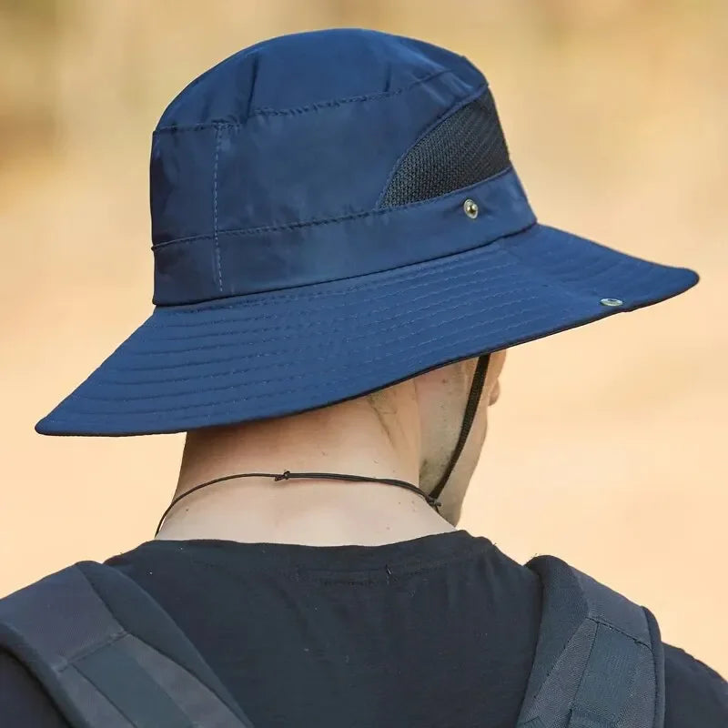 Breitkrempiger Outdoor Sonnenhut mit UV-Schutz und Netzeinsätzen