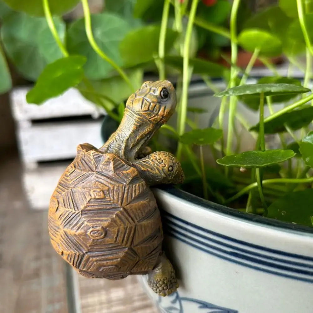 Miniatur-Schildkrötenfigur zum Klemmen auf Topfränder und Vasen