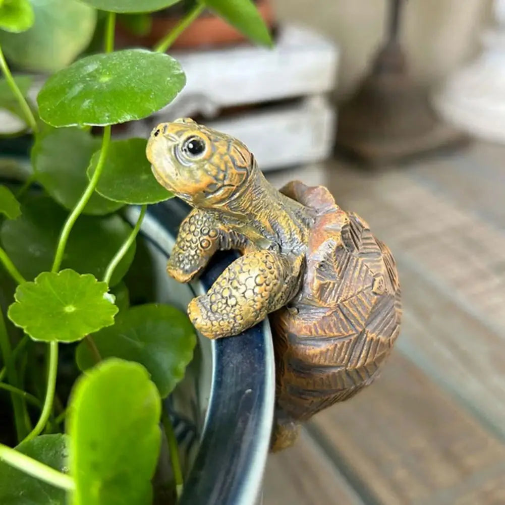 Miniatur-Schildkrötenfigur zum Klemmen auf Topfränder und Vasen