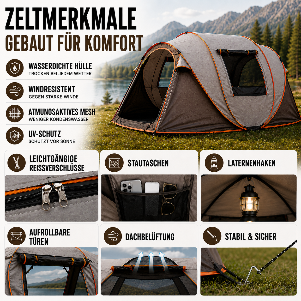 Nordspur | Shelvoo Automatisches Pop-Up-Familienzelt