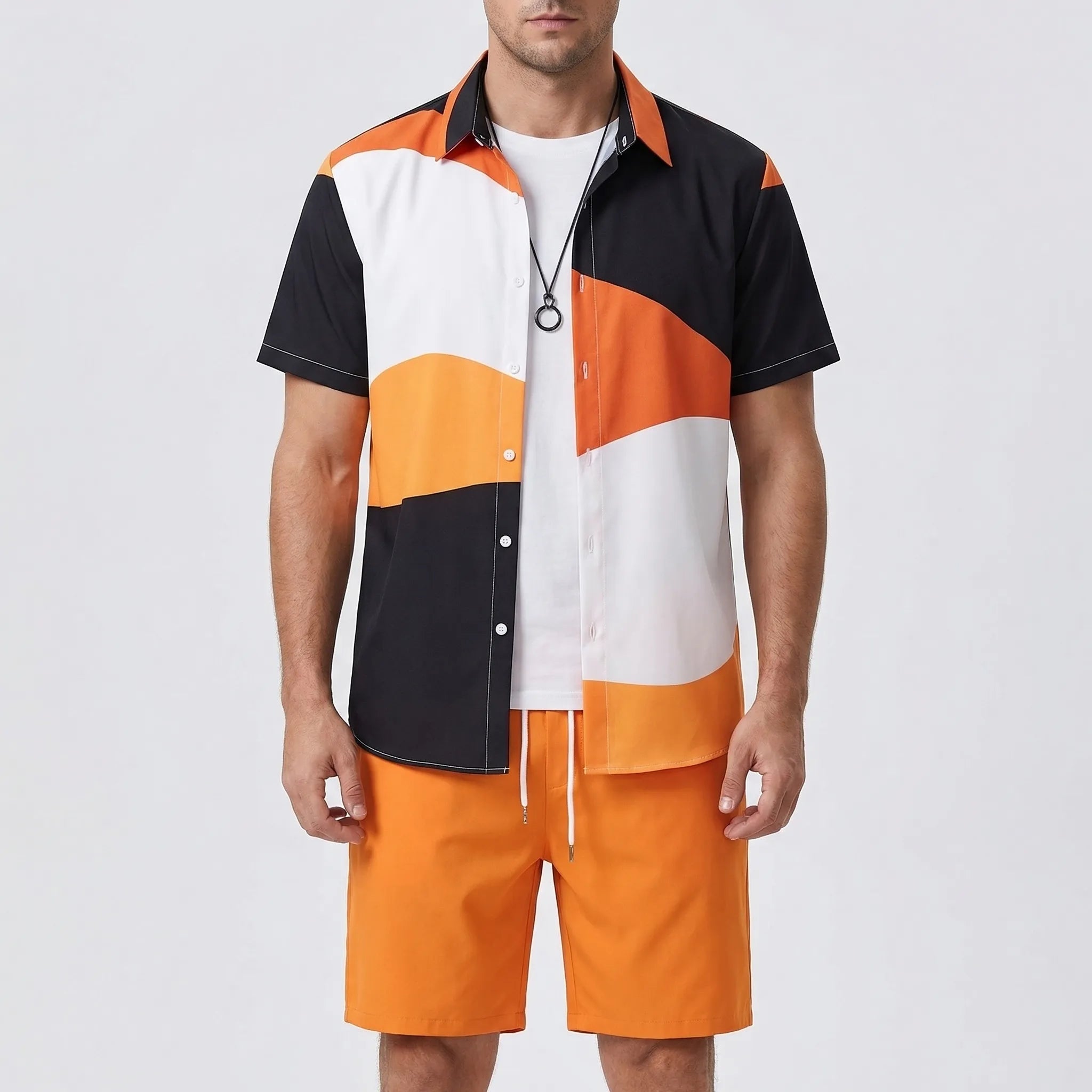 Herren Hawaii Hemd Shorts Set für Sommer und Freizeit