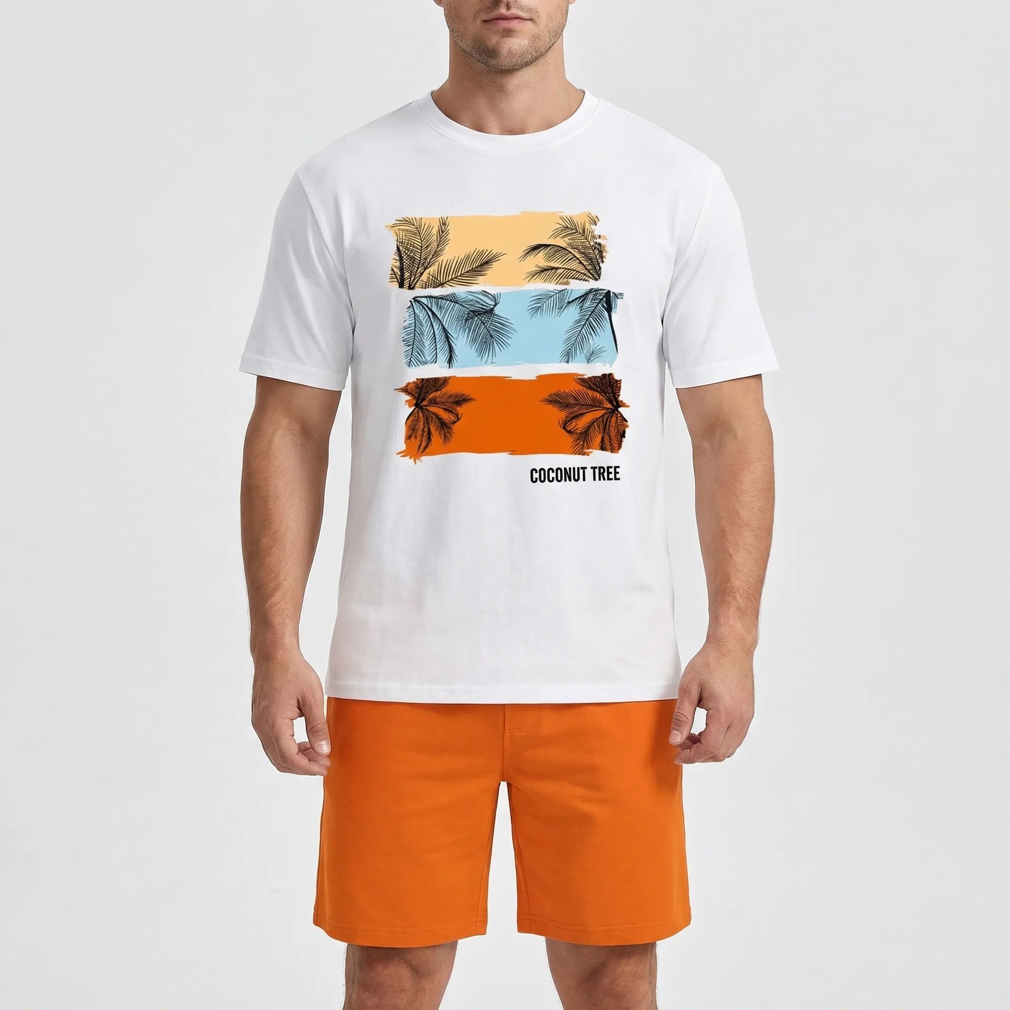 Hawaiianisches Set für Herren mit Farbverlauf Print und kurzen Ärmeln