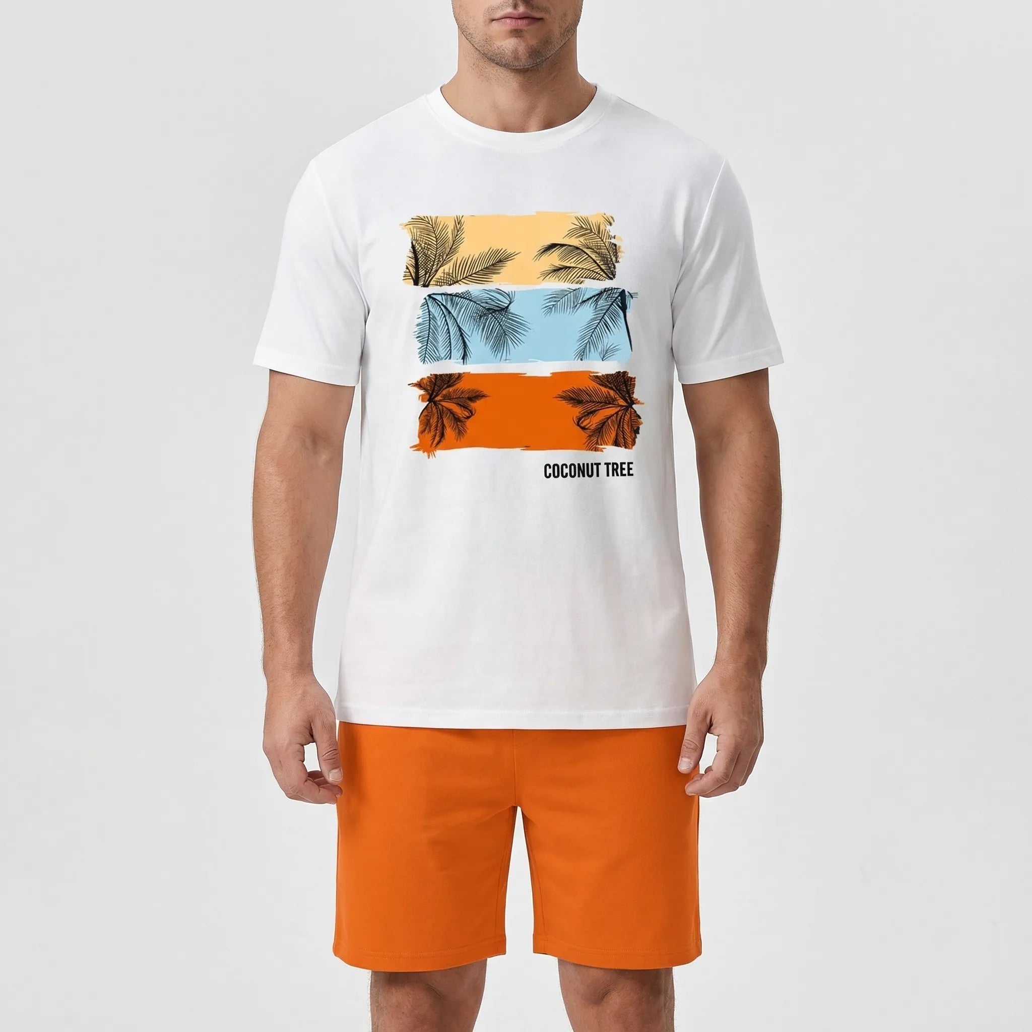 Hawaiianisches Set für Herren mit Farbverlauf Print und kurzen Ärmeln