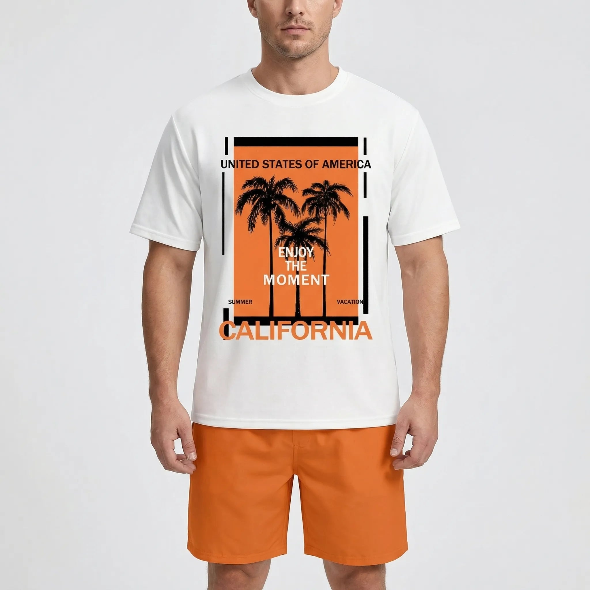 Hawaiianisches Set für Herren mit Farbverlauf Print und kurzen Ärmeln