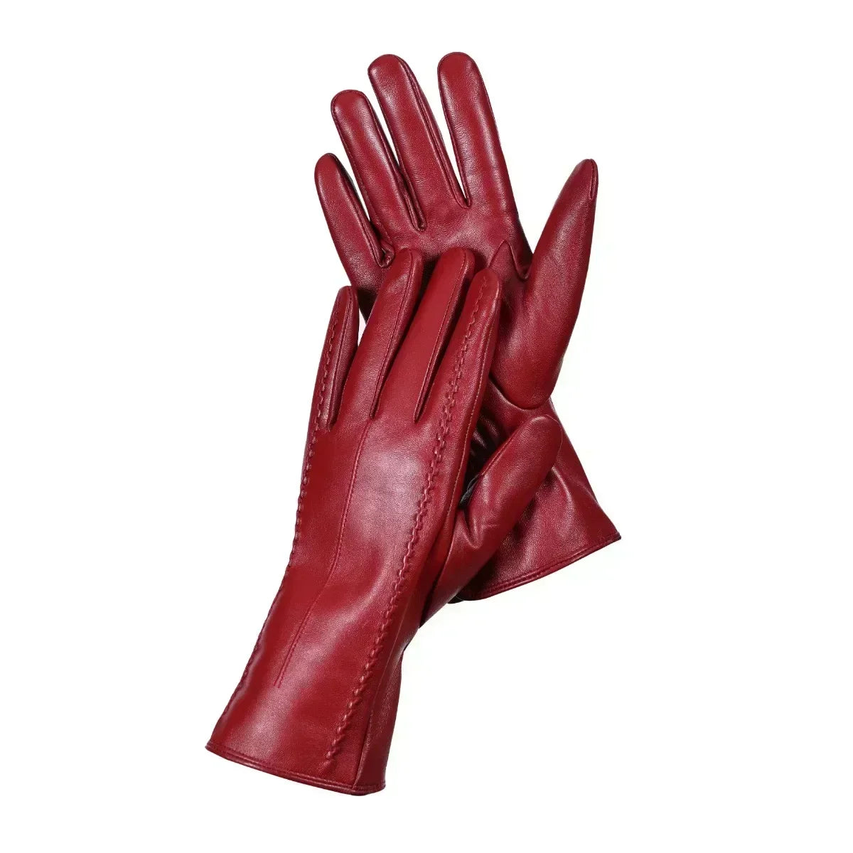 Winterhandschuhe veganes Leder kurze Manschette Samtfütterung