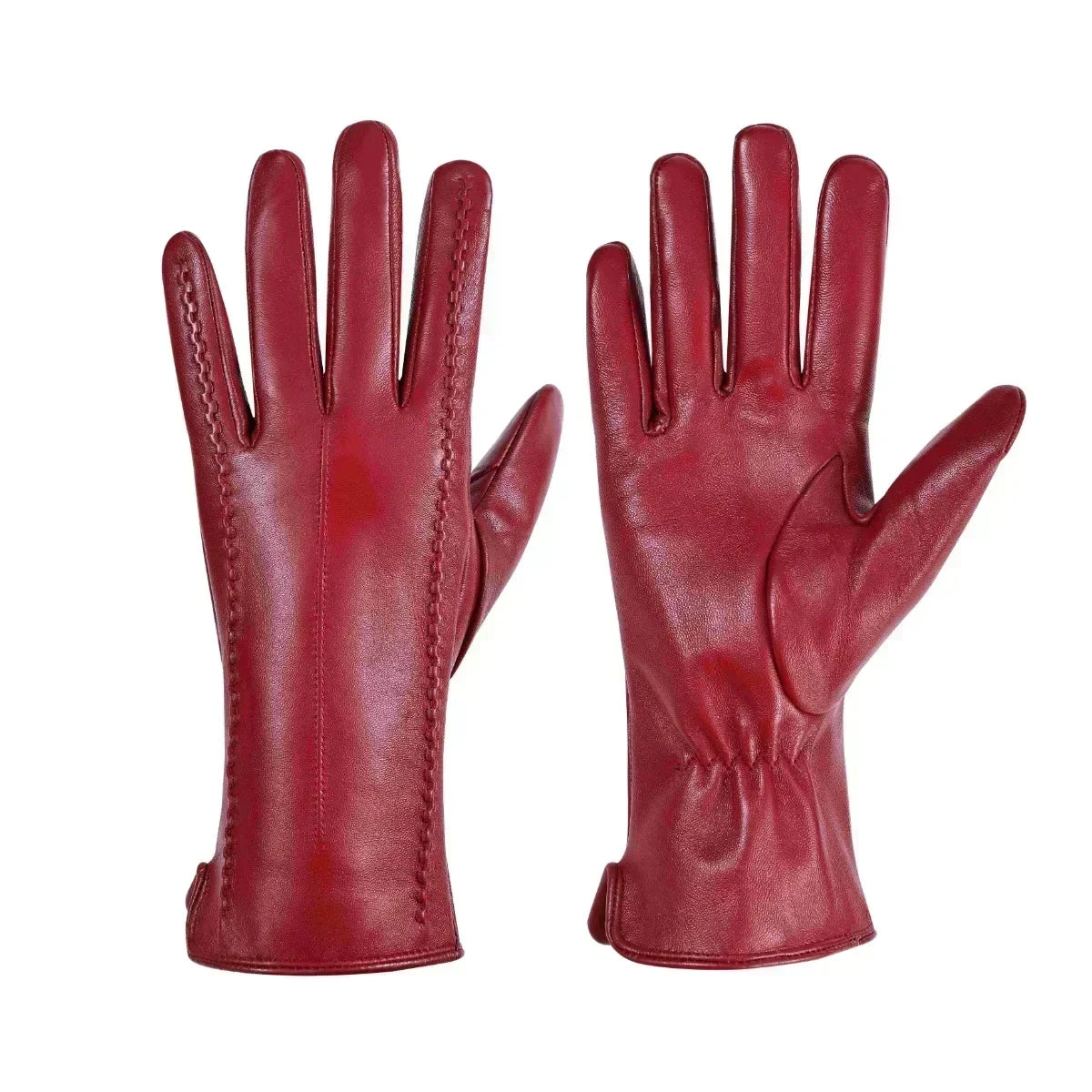 Winterhandschuhe veganes Leder kurze Manschette Samtfütterung
