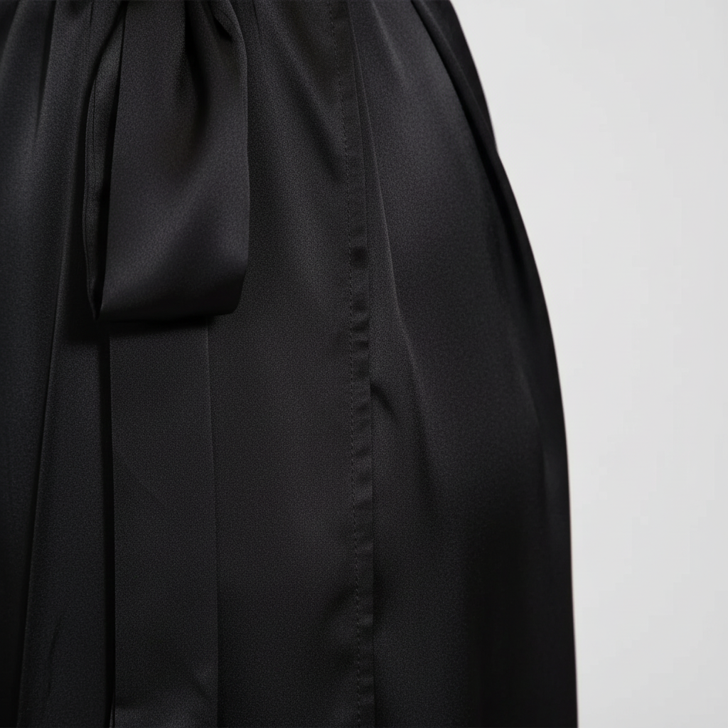 Langer Wickel-Bademantel mit Satin-Glanz breite Ärmel elegant