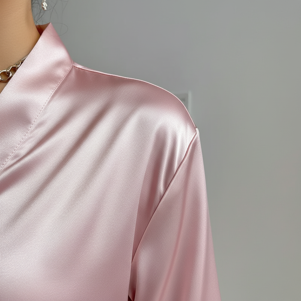 Kimono-Morgenmantel kurz Luxus leicht elegant Dreiviertelsärmel