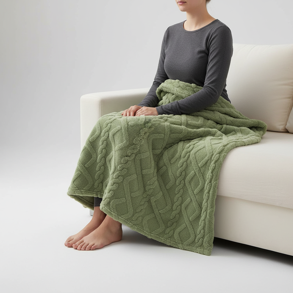 Leichte Korallenfleece-Decke mit Jacquard-Textur tragbar