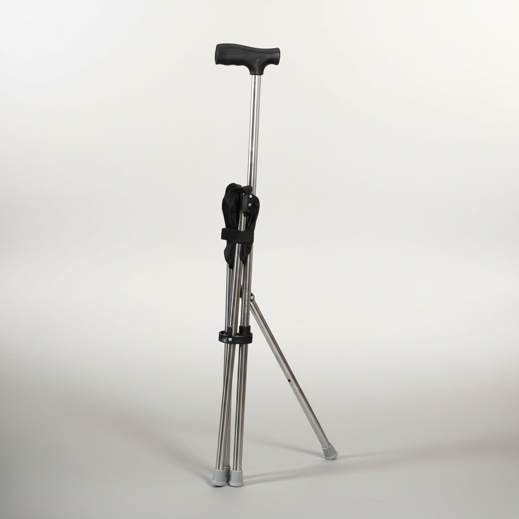 Klappbarer Gehstock mit Sitzfunktion rutschfest ergonomisch