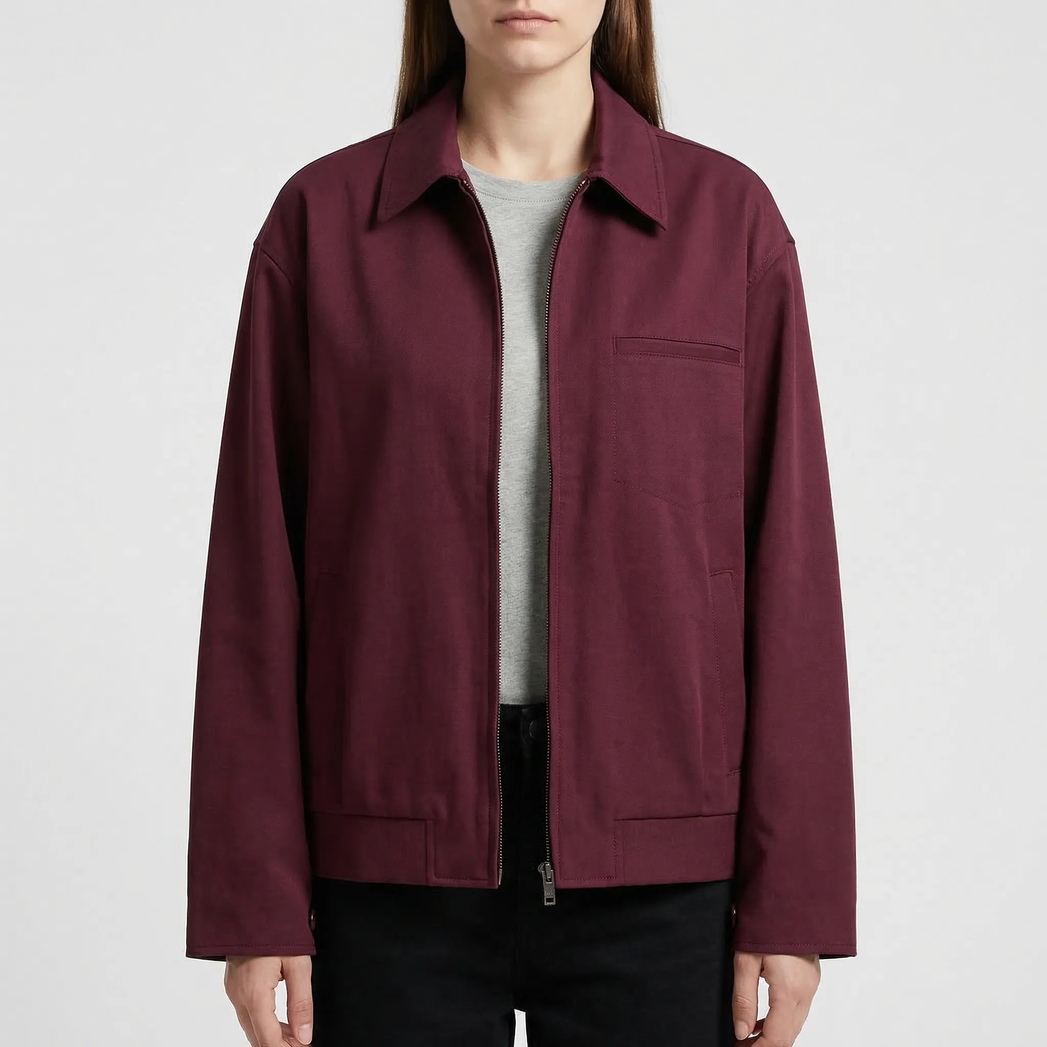 Damen zweiteiliges Set Oversize-Jacke Reißverschluss plissierter Minirock