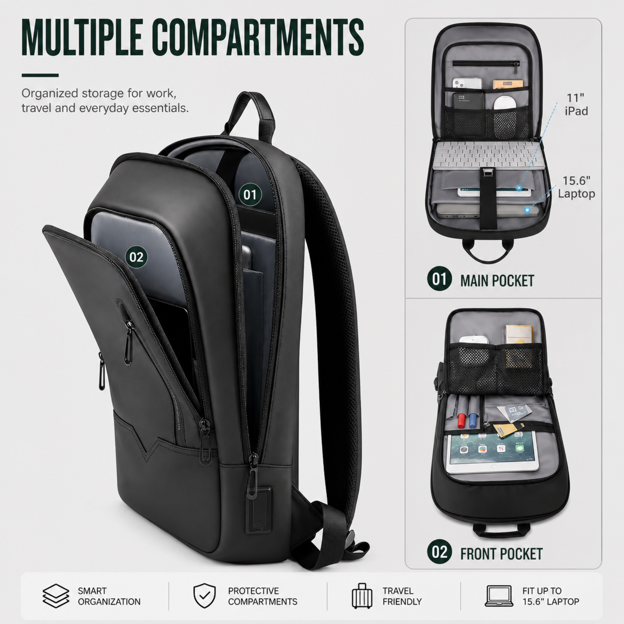 Nordspur | Slate Pendler-Rucksack