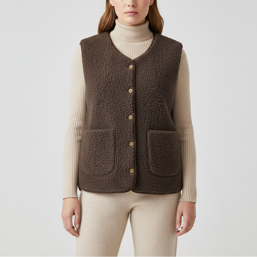 Teddy Jacken Fleece-Weste ärmellos gemütlich warm gestrickt