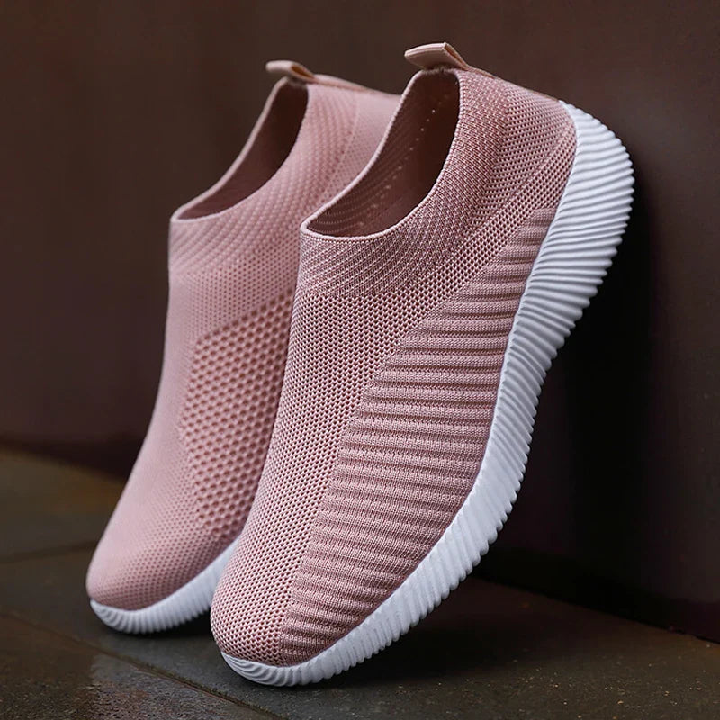 Damen Walkingschuhe Slip-On Stricknetz rutschfest leicht atmungsaktiv