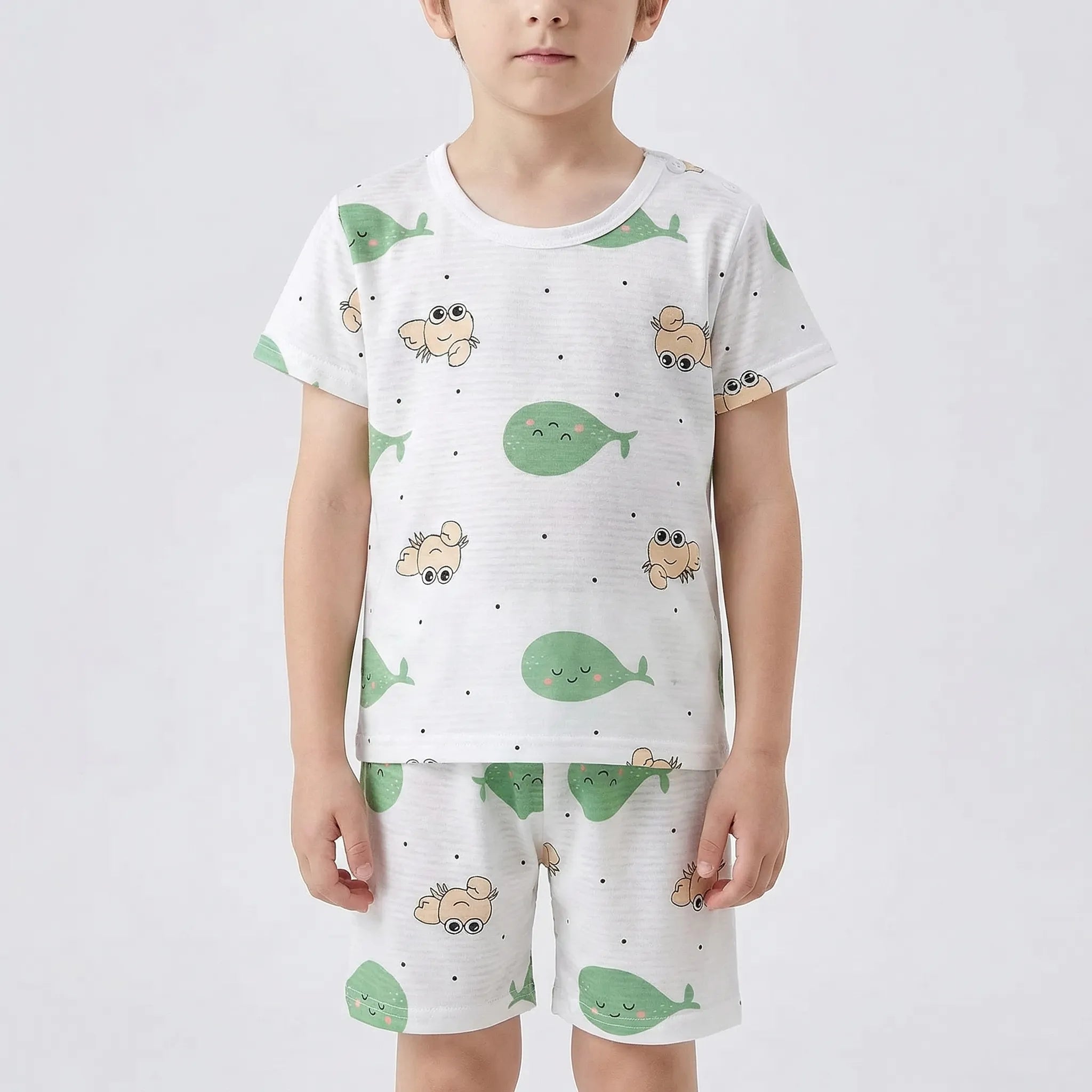 Kinder Schlafanzug Set Sommer Kurzarm Shorts Cartoon-Print