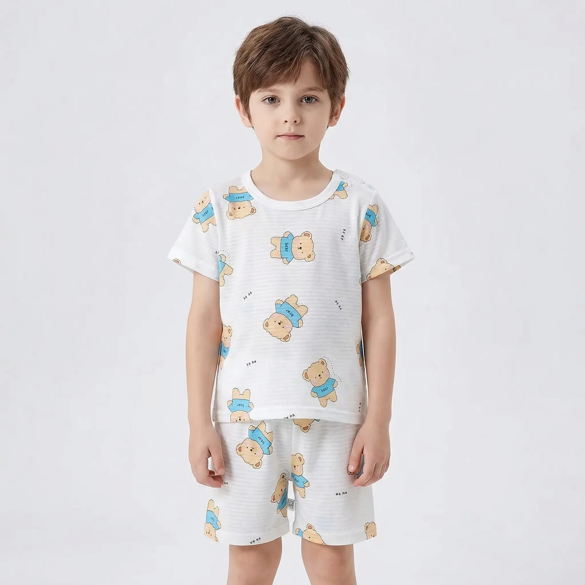 Kinder Schlafanzug Set Sommer Kurzarm Shorts Cartoon-Print
