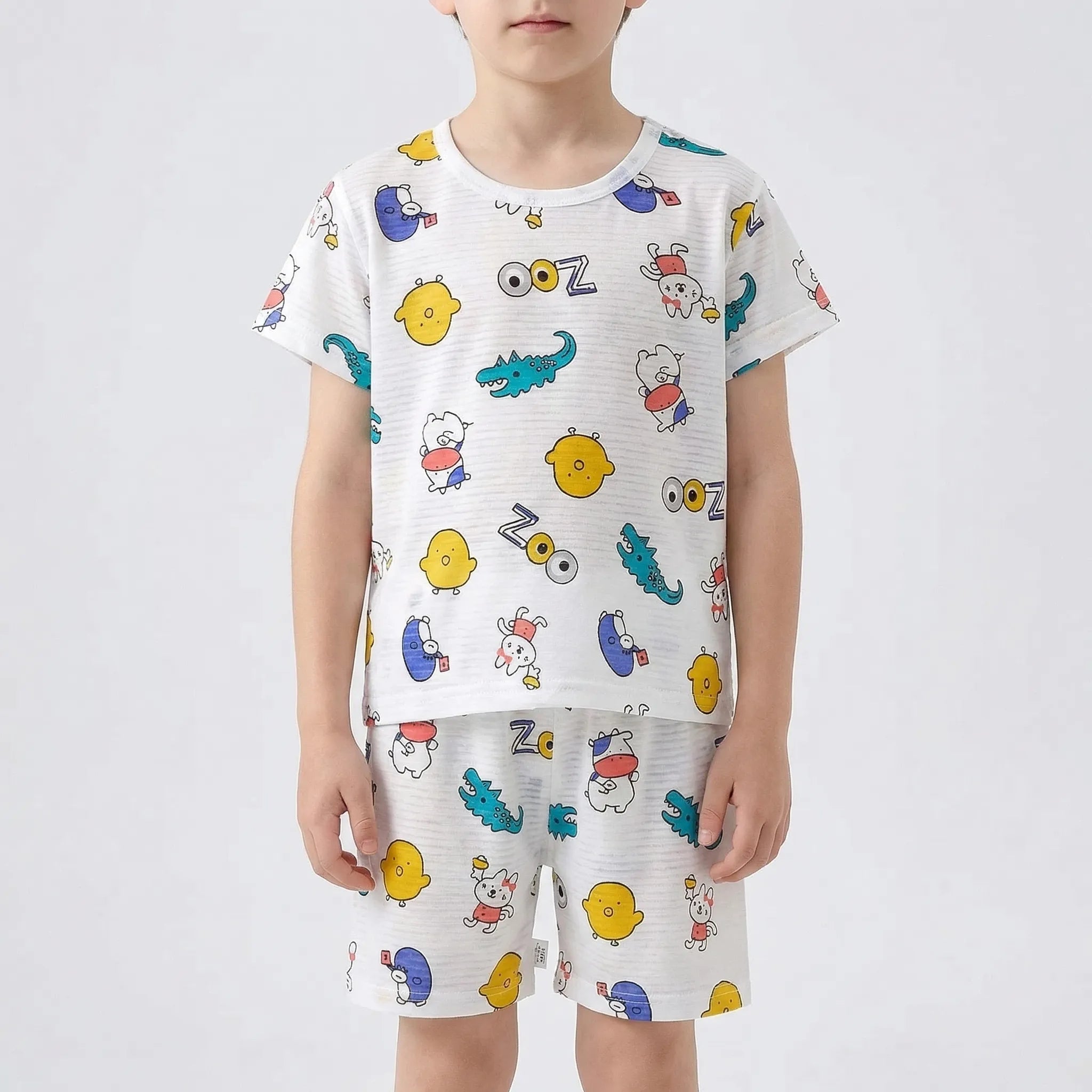 Kinder Schlafanzug Set Sommer Kurzarm Shorts Cartoon-Print
