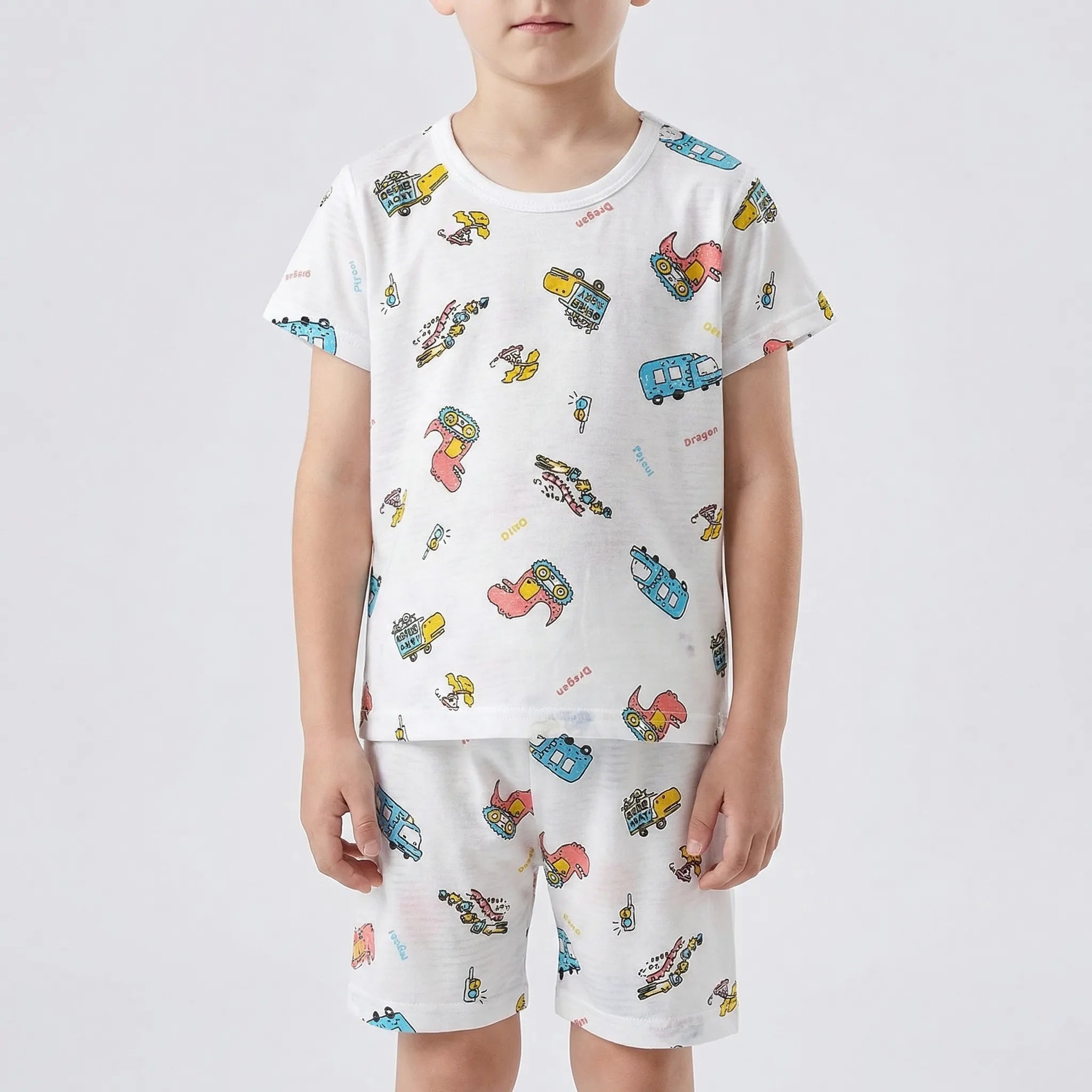 Kinder Schlafanzug Set Sommer Kurzarm Shorts Cartoon-Print