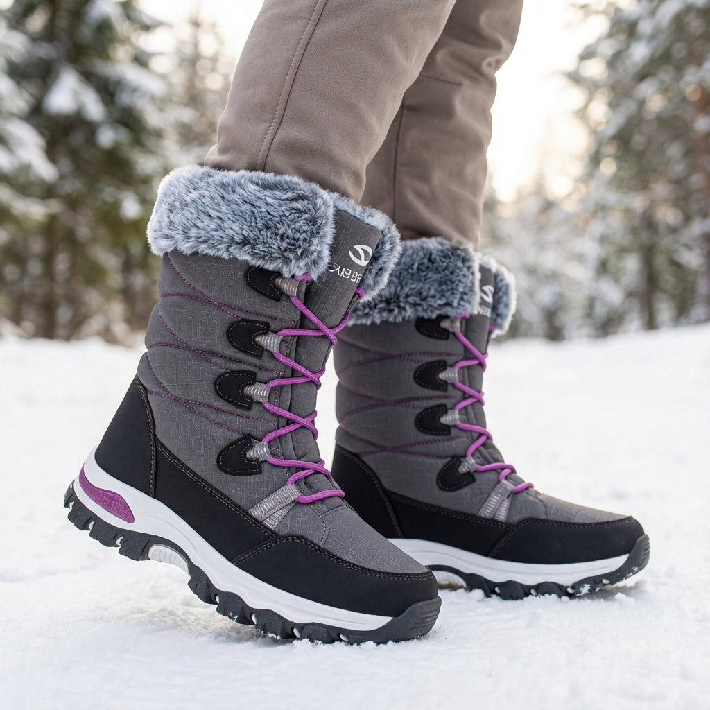 Knöchelhohe Schneestiefel mit Plüsch-Futter und rutschfester Sohle