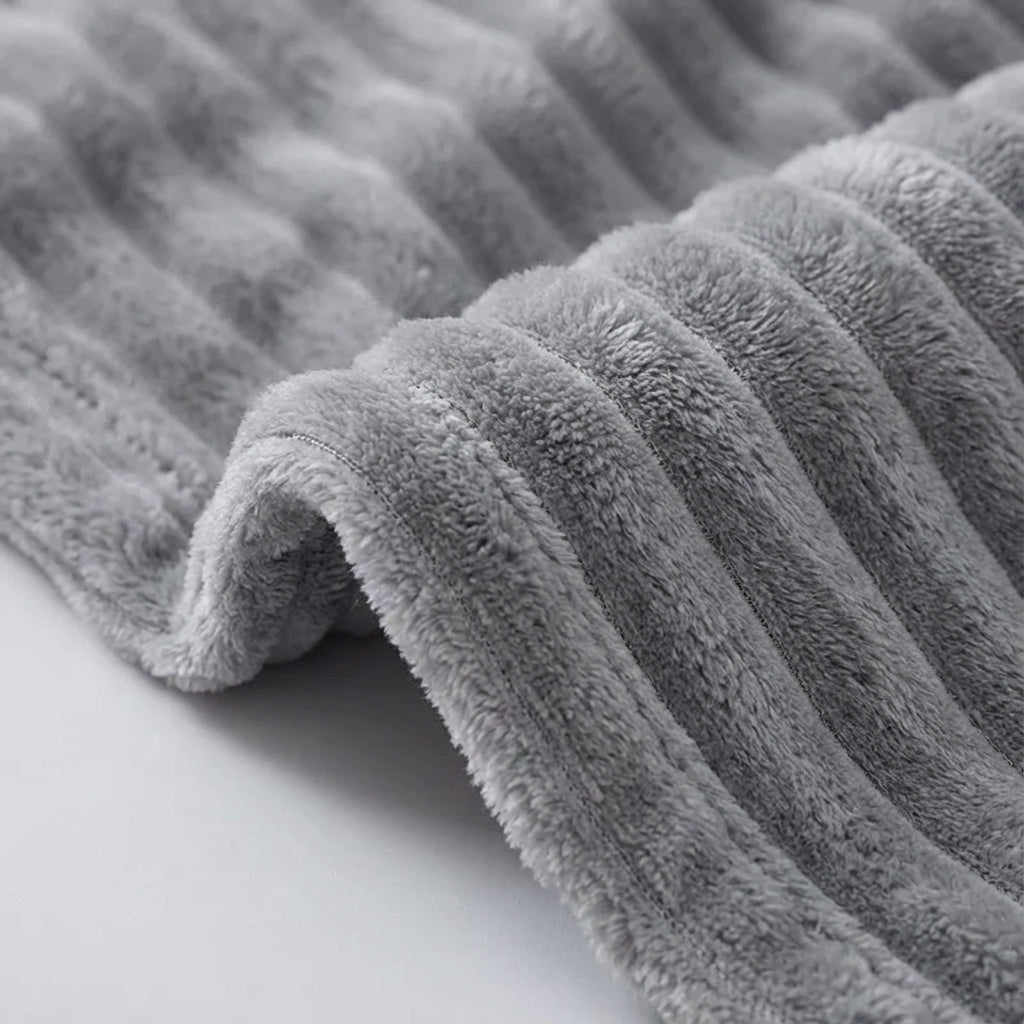 Plüsch-Wurfdecke gerippte Textur weich warm