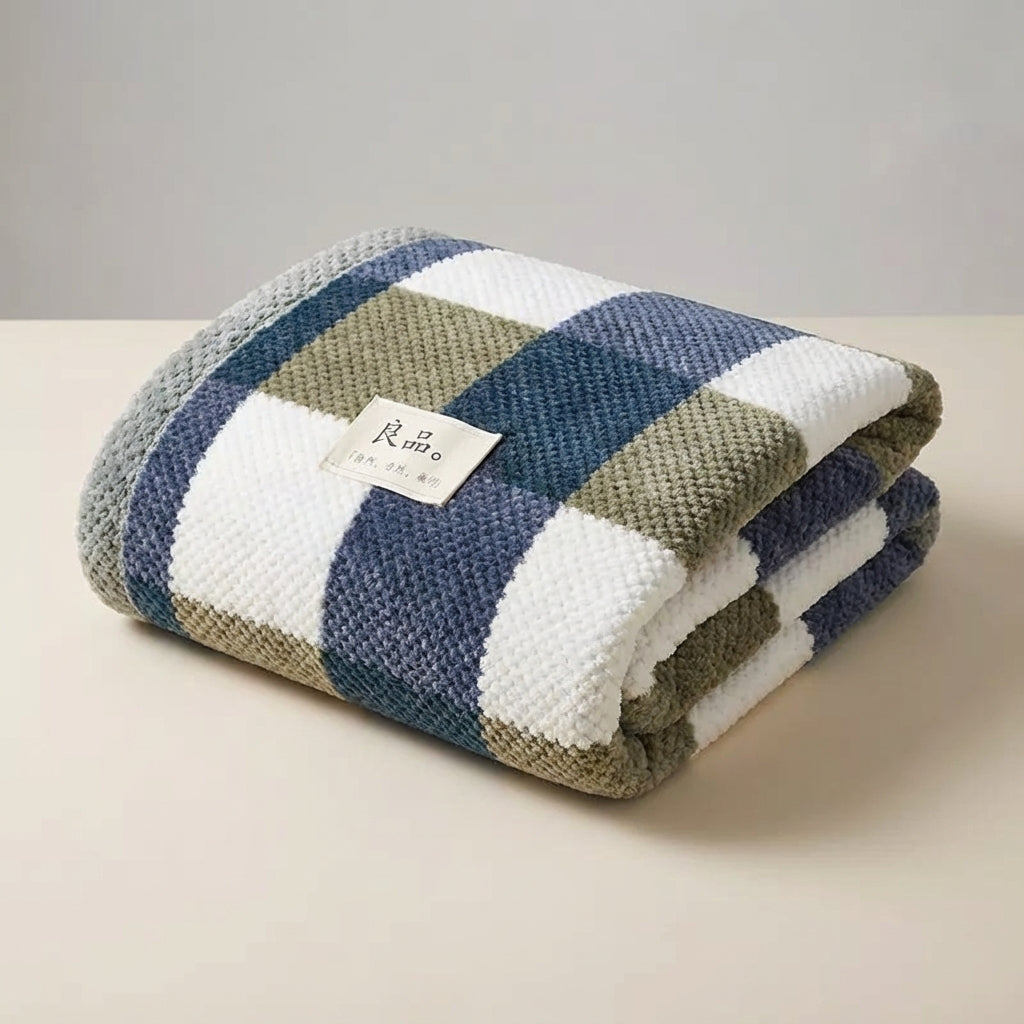 Gestrickte Wurfdecke Polyester Karomuster flauschig warm
