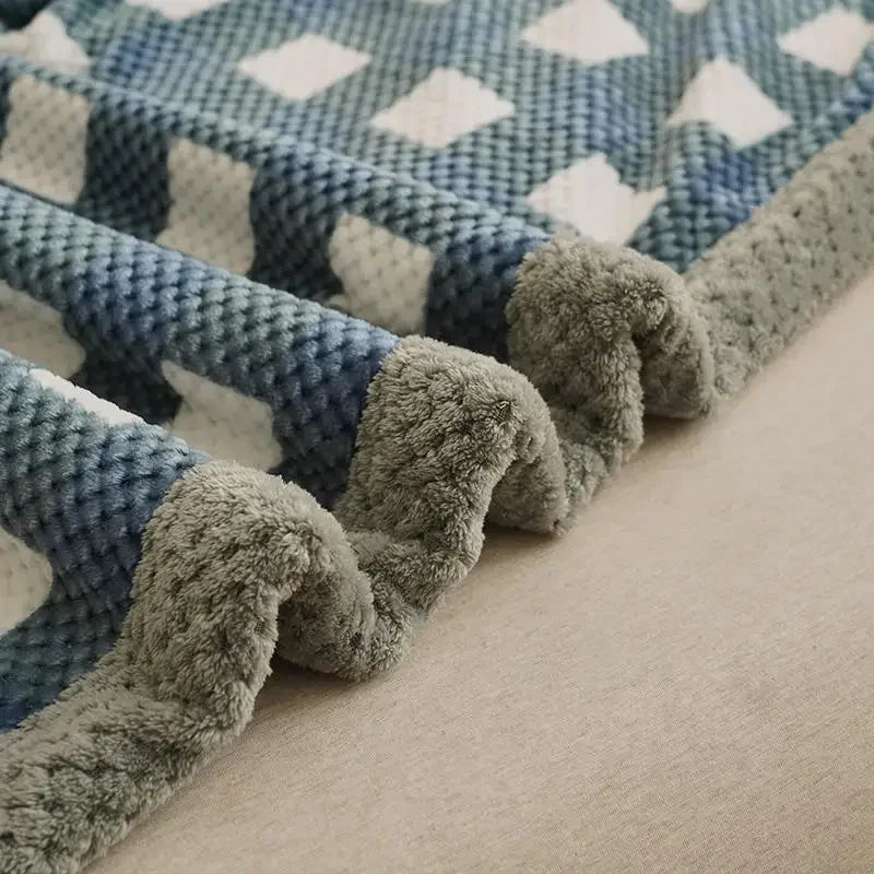 Gestrickte Wurfdecke Polyester Karomuster flauschig warm