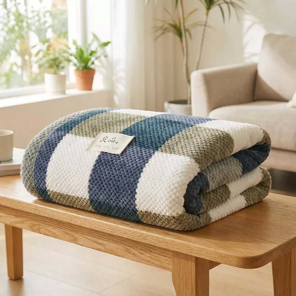 Gestrickte Wurfdecke Polyester Karomuster flauschig warm