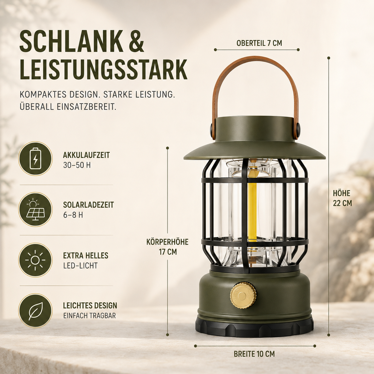 Nordspur | Solantis Tragbare 360-Grad LED-Campinglaterne